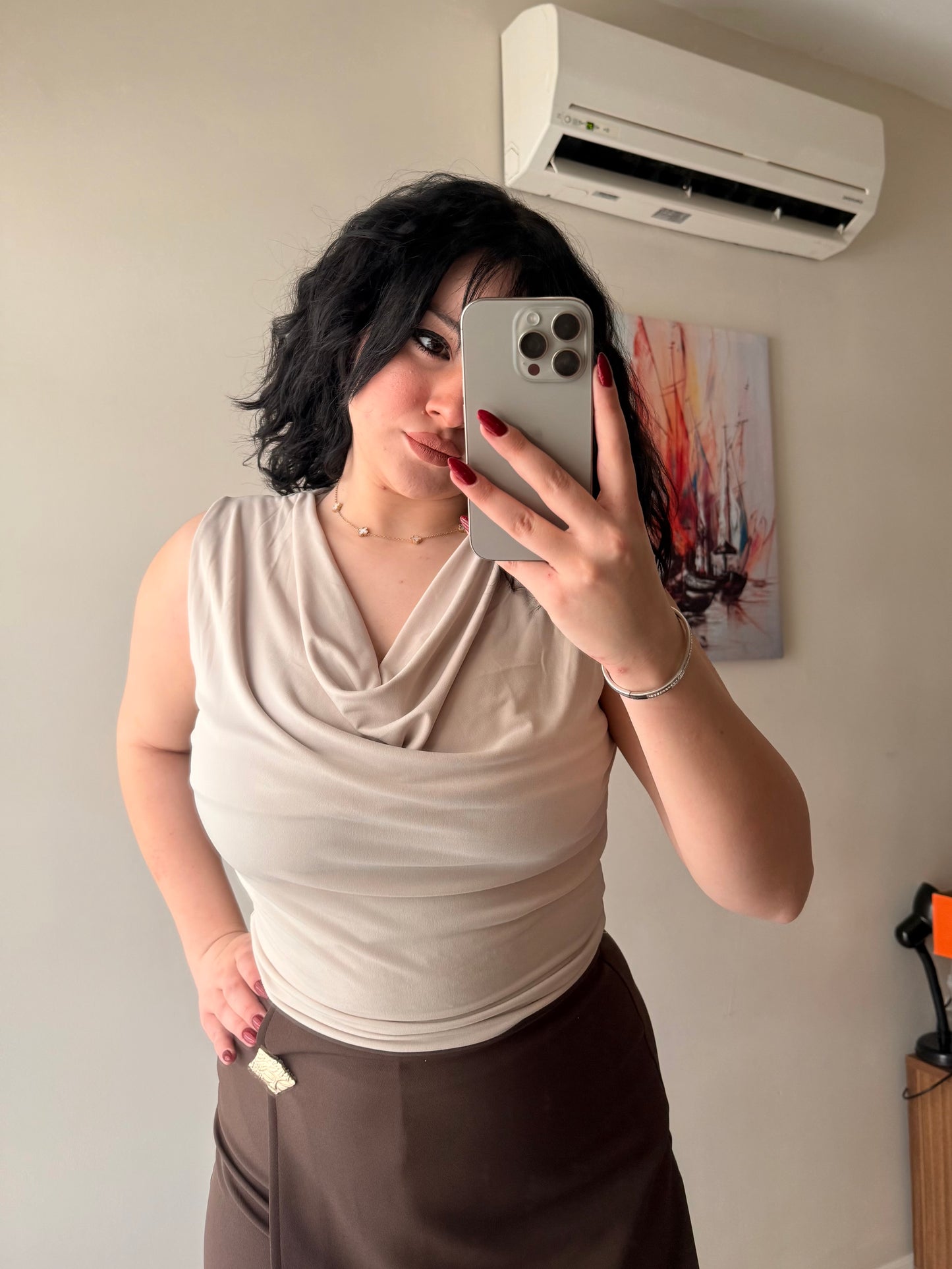Taş Degaje Yaka Likralı Sandy Kadın Bluz